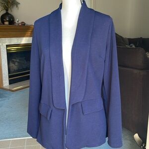 POGTMM  Navy Blue Lightweight  Open Front Blazer with Faux Flap Pockets M